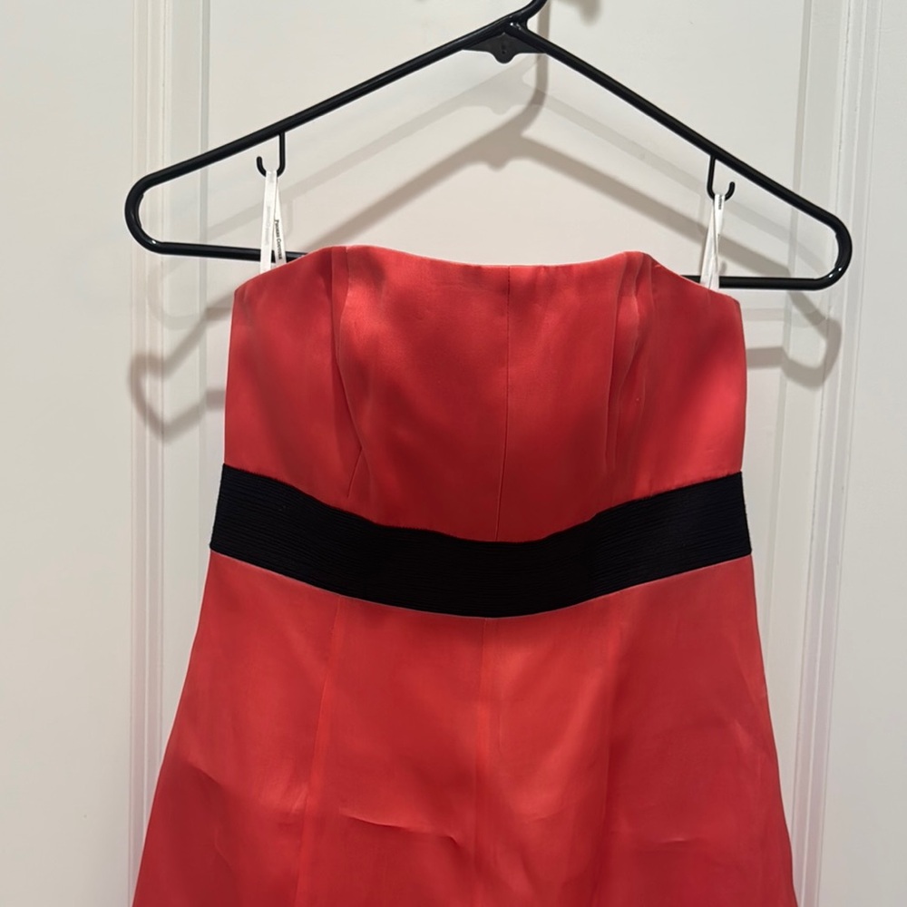 Phoebe Couture Size 2 Pink and Black Ruffled Strapless Mini Dress - Picture 4 of 16